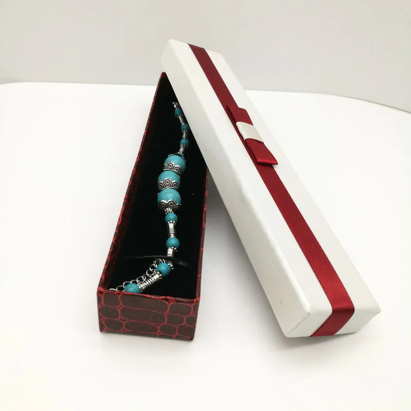 27 ADET dikdörtgen beyaz + kırmızı bilezik kolye kolye kutusu mücevher mücevher kutusu hediye kutusu 200x40x30 MM "moda