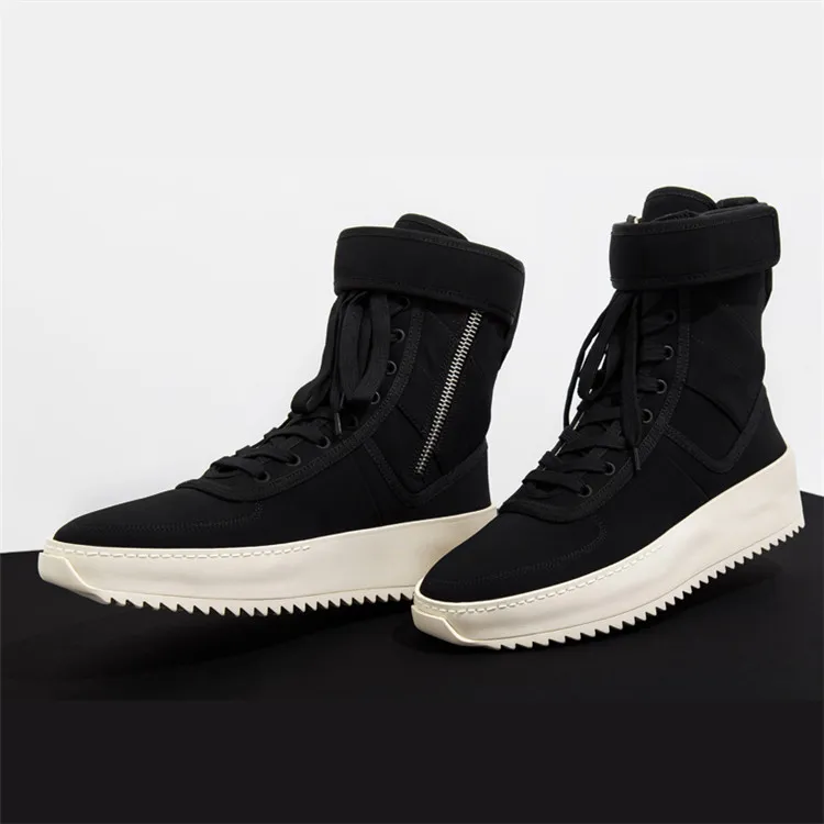 Chaussure Homme Superstar Runway Hoge Top Sneakers Cross-Tied Military Shoes Men Platform Enkellaarzen Zwarte Dikke Bottom Rubber Flat Botas