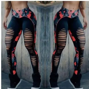 Floral Skinny Yoga Pants For Women Sexy Hollow Out Sports Petite