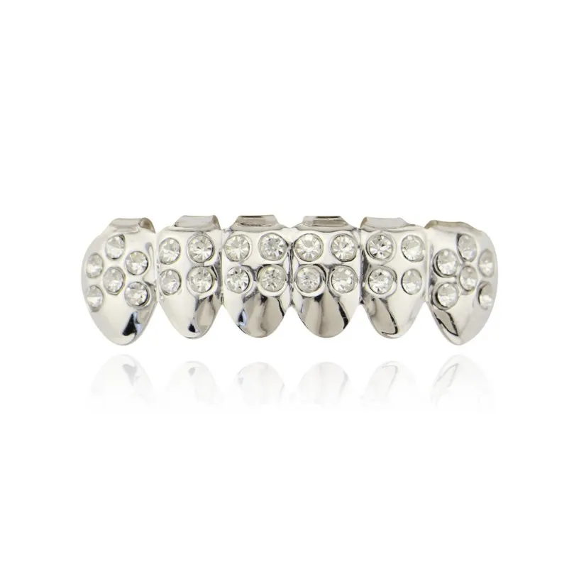 Nowy rhinestone lodowane złote zęby grille górne dolne grille Halloween Hiphop Tooth Grilz Cosplay Caps Jewelry4048850