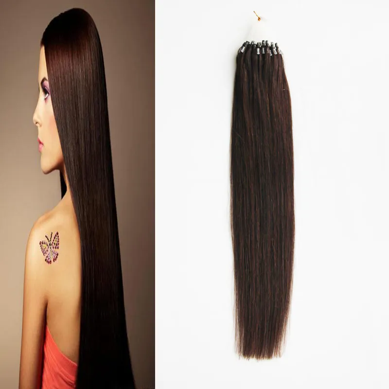 Extensões de cabelo brasileiro do cabelo do anel do laço do cabelo reto do Virgin micro extensões do cabelo da ligação micro de 100g micro