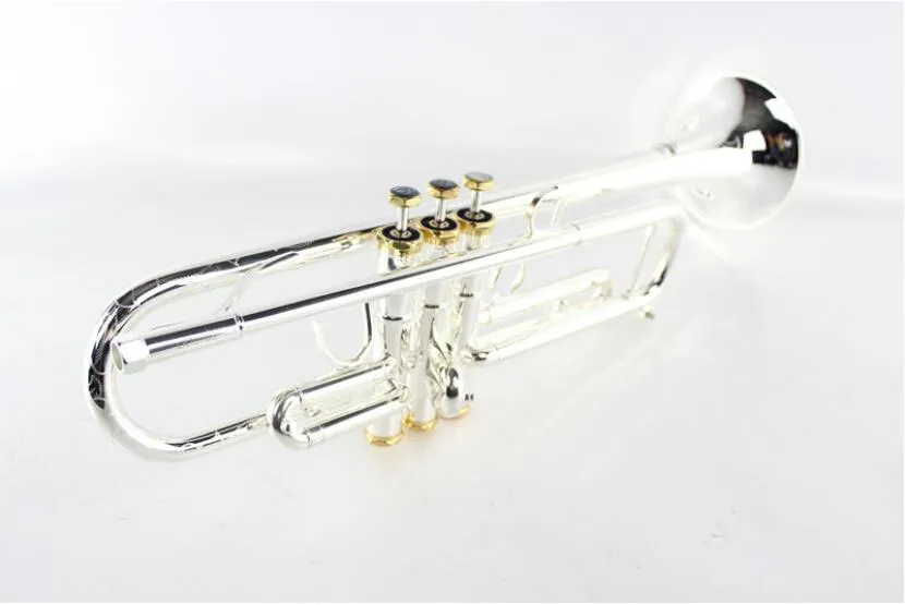 Yeni Varış MARGEWATE LR197GS Pirinç Gövde Gümüş Kaplama Ve Altın Renk Ile Bb Trompet Aletleri Oyma Trompet Ağızlık