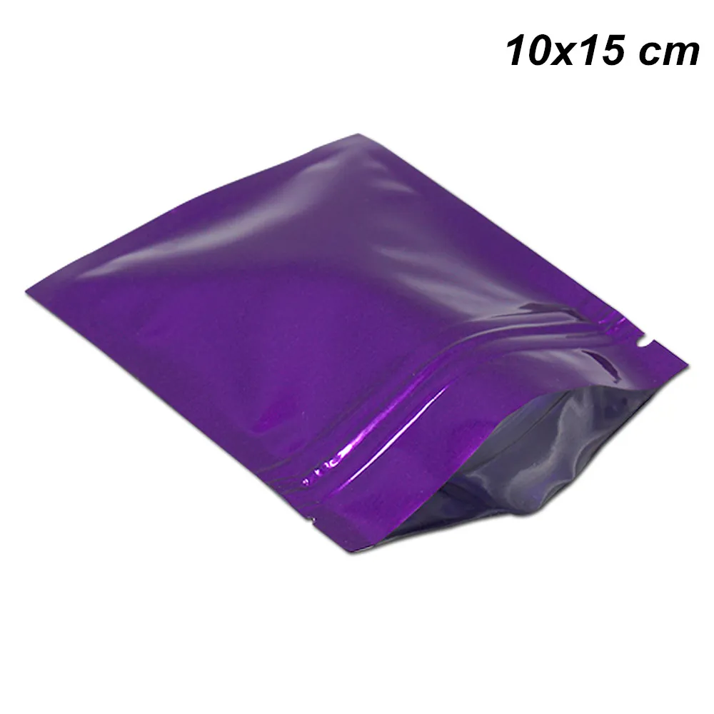 Фиолетовый 10x15 см 100 шт. / лот алюминиевая фольга пищевая товарная упаковка мешки Resealable майлар фольга кофе чай порошок упаковка мешок