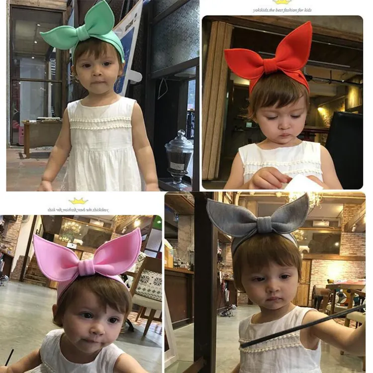 Winterruimte katoen boog hoofdband meisjes kinderen haar hoofdband accessoires voor kinderen verstelbare konijnenhaas oren hoofdbanden