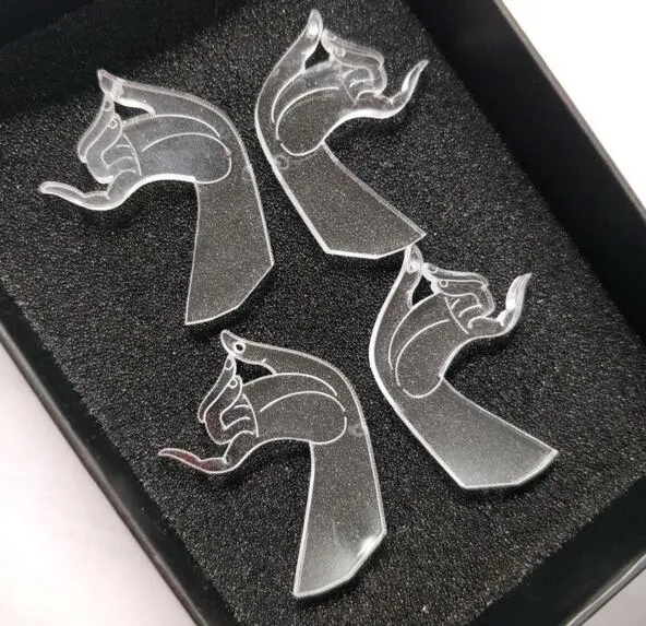 2021 mode Acryl Transparent Gesten Hand Baumeln Ohrringe für männer frauen Unisex Party Hochzeit Schmuck Ohrring Punk Kronleuchter