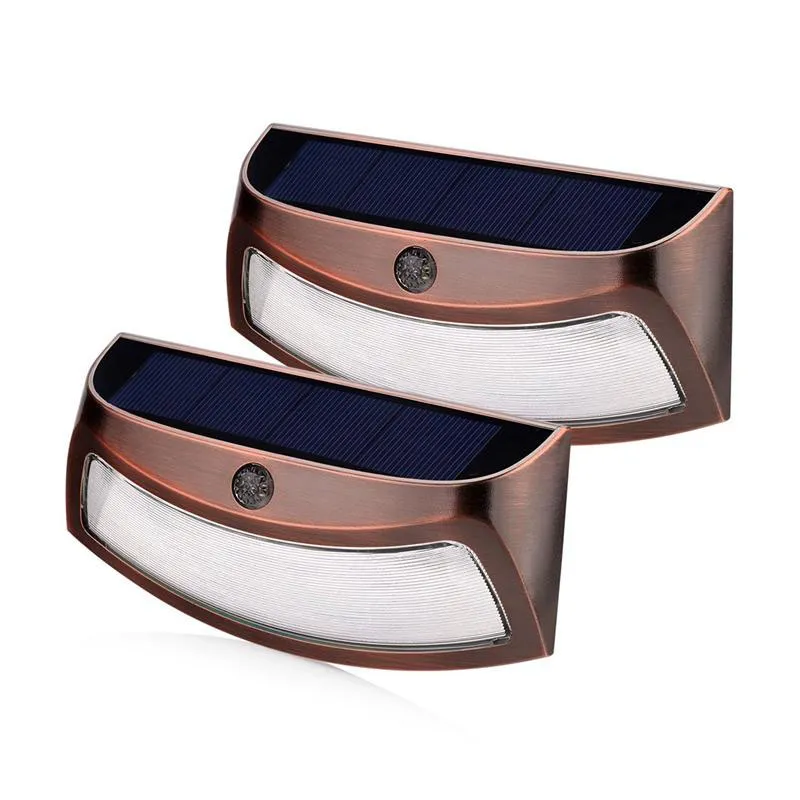 مقاوم للماء لاسلكية LED LED Outdoor Wall Light 8led Pir Motion Sensor Auto Lighting in Night Black and Copper ABS Shell