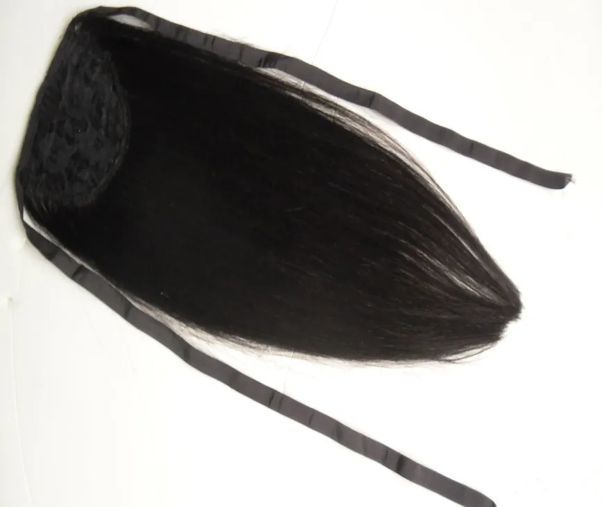 Pferdeschwanz, Echthaar, Remy, gerade, europäische Pferdeschwanz-Frisuren, 60 g, 100 % natürliches Haar, Clip-in-Extensions, 60 g, 40,6 cm, 40 cm