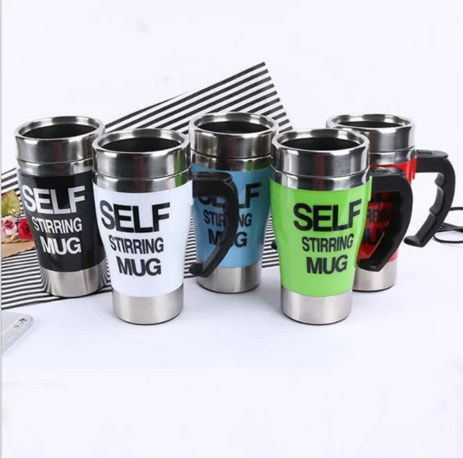 6 Farben 350 ml selbstrührende Becher Edelstahl Lazy Cup Küche Esszimmer Becher Auto-Mixing Tee Kaffeetasse Bürobecher Hfestival Geschenke