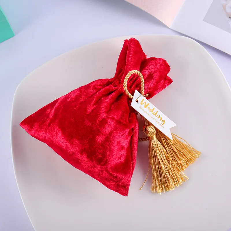 Soft Silk Velvet Drawstring Pouches Candy Wedding Gift Bags Christmas Party Packaging Bags