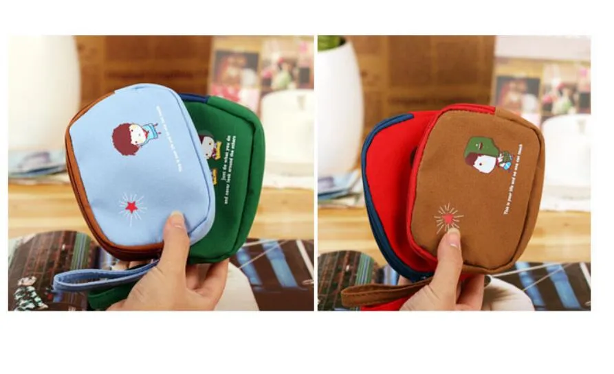 Korean Girls Canvas Coin Bags Women Key Wallets Cute Cartoon Mini Coin Purse Children Kids Gifts