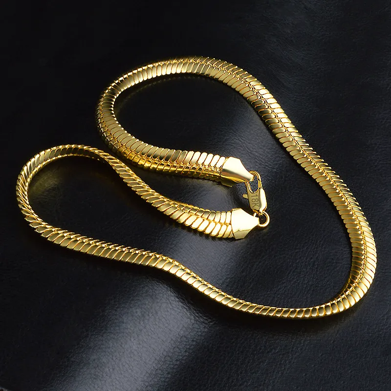 Herren-Halskette, Schlangenkette, gestempelt, 18 Karat Gold gefüllt, Halskette, Halsband, Punk, Hip Hop, Kinn, Herrenschmuck, lässiges Retro-Zubehör, 50,8 cm