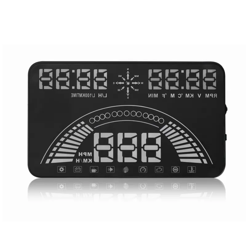 5,8 Zoll Auto OBD GPS HUD Head Up Display für sicheres Fahren mit MPH km/h Kompass Kraftstoffverbrauch Batteriespannung Wassertemperatur