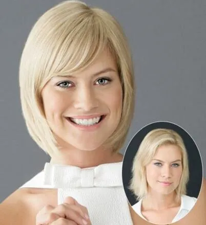 Light blonde Short women's Straight Synthetic cosplay Hair Wigs