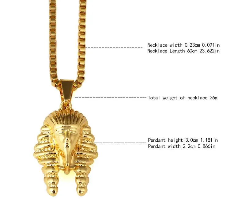18k diamond Vintage Retro Men Necklaces Egyptian Pharaoh Pendants Chain Necklace Masquerade Party Stainless Steel Jewelry Birthday5356137