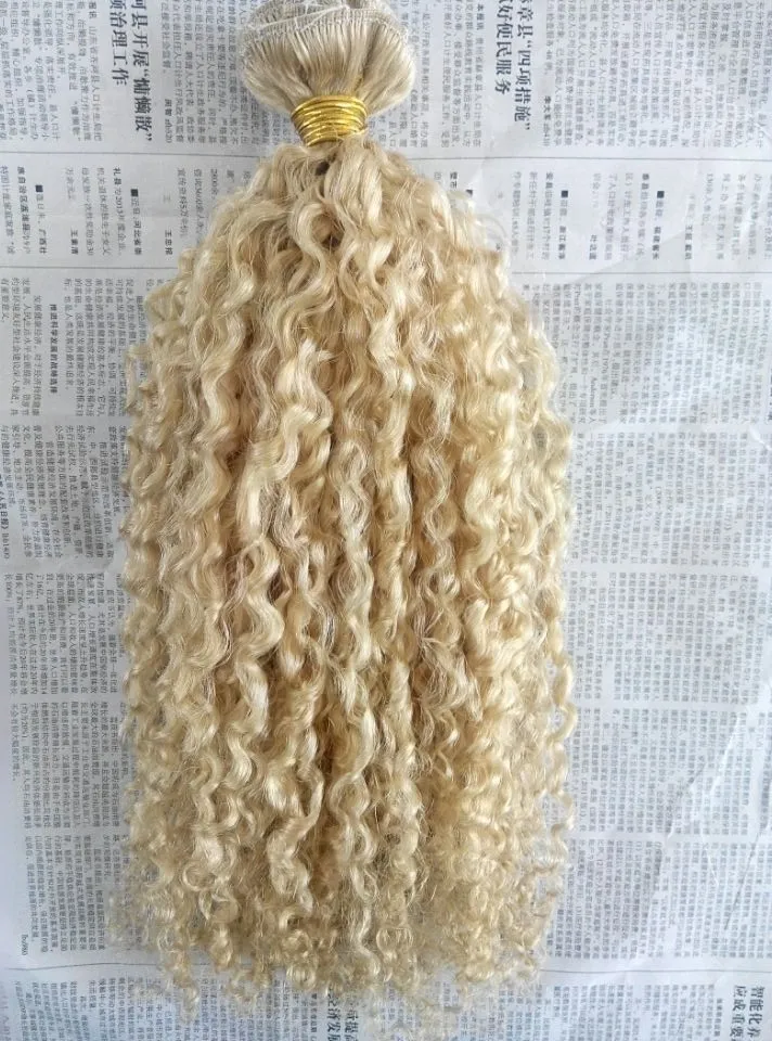 Fashionable Brazilian Curly Clip In Human Virgin Hair Extensions Remy Blonde 613# 120g One Set