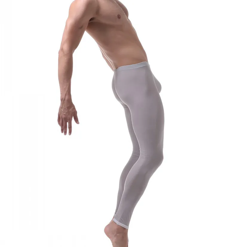 underwear men leggings warm pants ultra-thin ice silk home panties long johns mens sexy leggings cueca masculina tight pants men