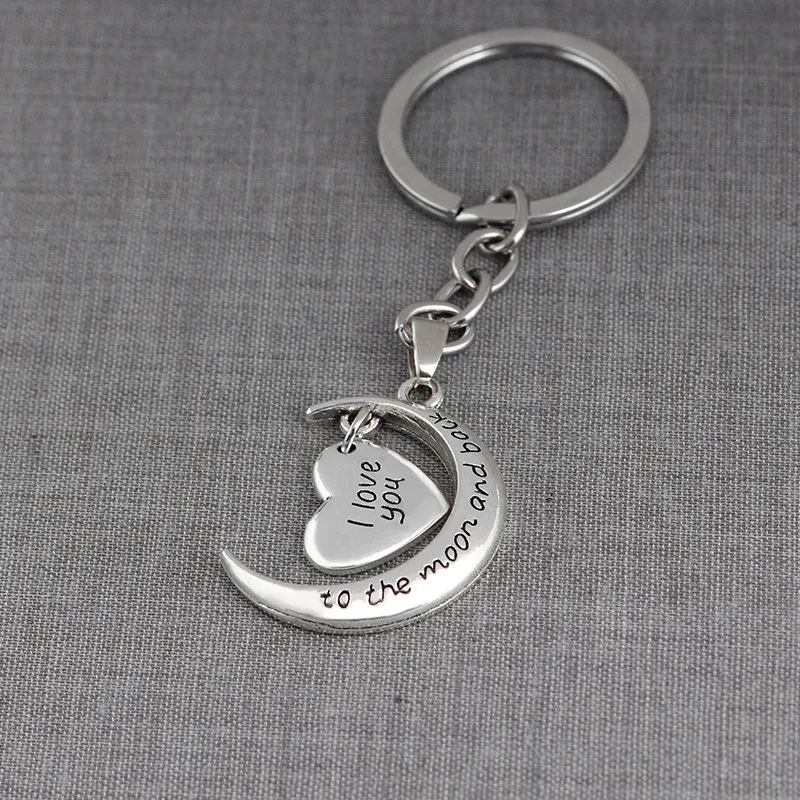 Brev Key Ring Heart Keychain Jag älskar dig till månen och baksidan hänger mode smycken