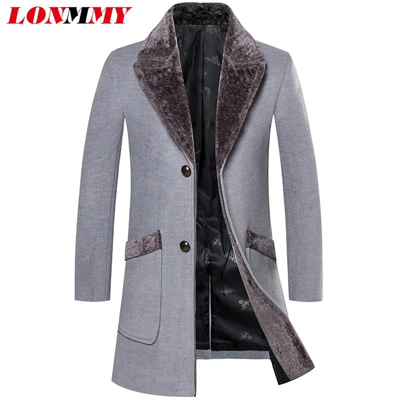 Lonmmy 3xl ullrockar mens överrock ull blandar avslappnad ytterkläder herrar vindbrytare smala modemärke kläder 2017 vinter vinter