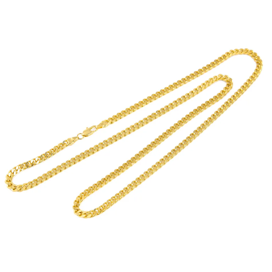 Cupper Gold Necklace Men Chain 3mm Wide40-65cm Anpassade smycken Curb Cuban Hip Hop Halsband Tillbehör2424