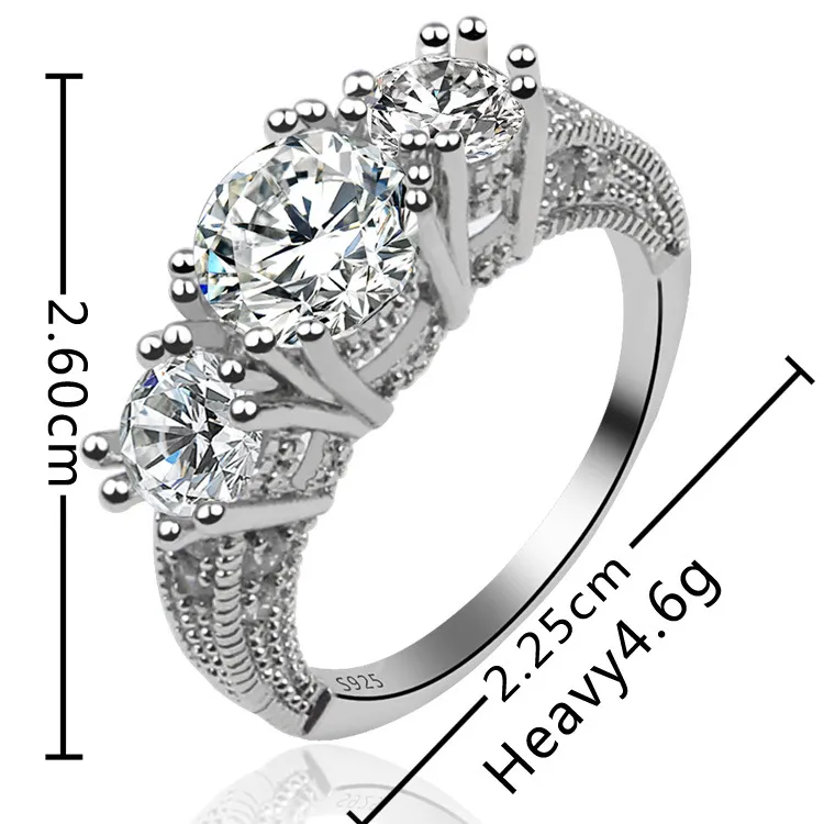 Classic Women's Smycken Engagement Gift Vit Sapphire Fashion Wedding Ring