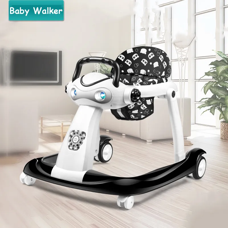 Panda Baby Walker with Music Box Foldable Design Multifunctional Baby Cart for 6 24 Months Plastic Four Wheels Patchwork