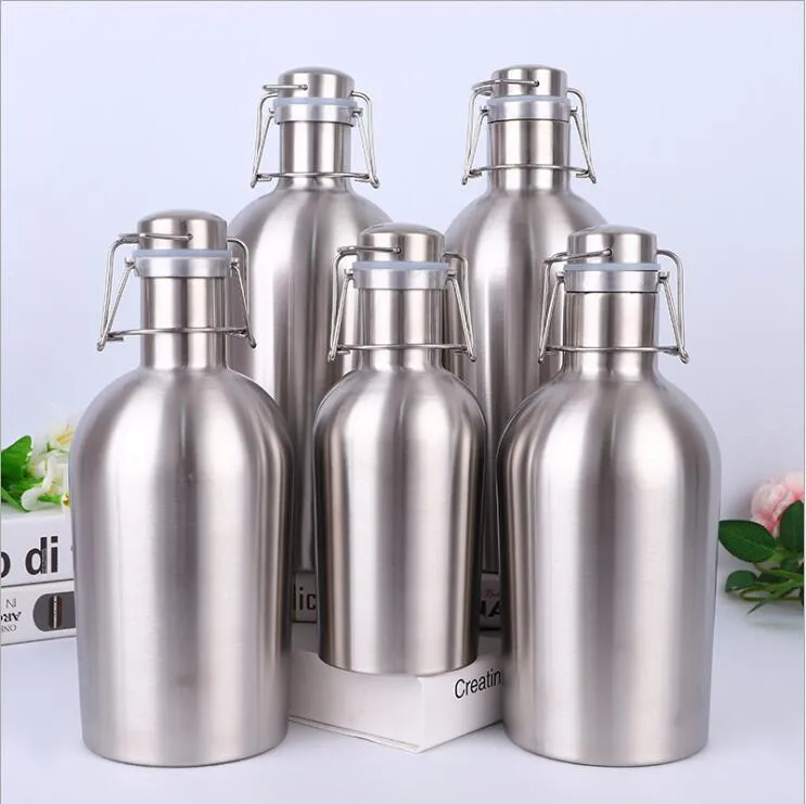 Beer Growler 1.9 Liter 64 Ounces Stainless Steel Beer Bottle With Swing