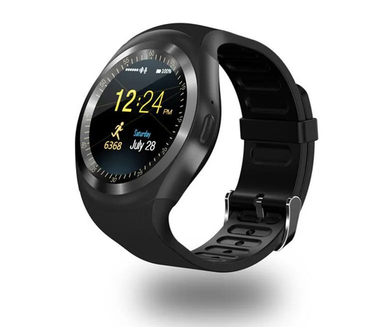 Y1 Smart Watch Round Sharp Support Nano Sim med Whatsapp Facebook Business Smartwatch Push Message för iOS Android Phone Gratis frakt