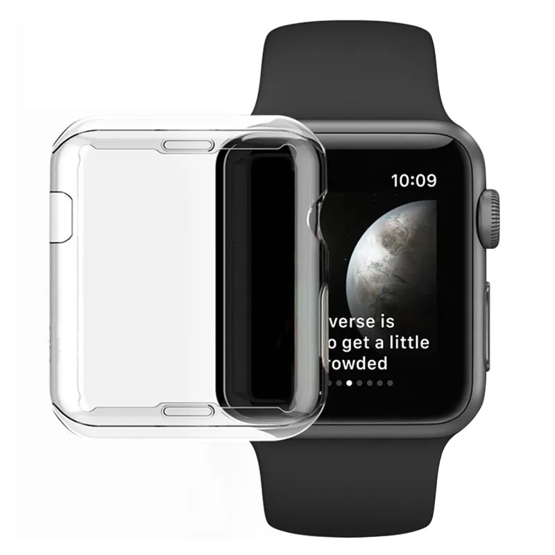 För Apple Watch Case PC Clear Protector Cover för Iwatch Series 5 4 3 2 45mm 41mm 44mm 40mm 42mm 38mm främre täckta fall