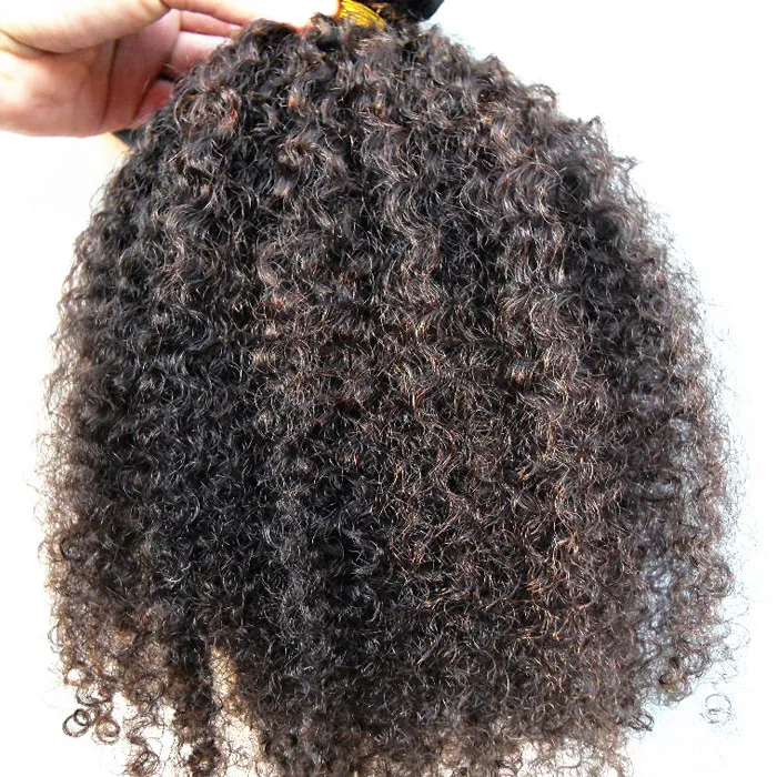 Brasilianska mänskliga Virgin Remy Kinky Curly Haft Weft Clip In Human Hair Extensions Obehandlad Naturlig Svart Färg 9 Små bitar En uppsättning