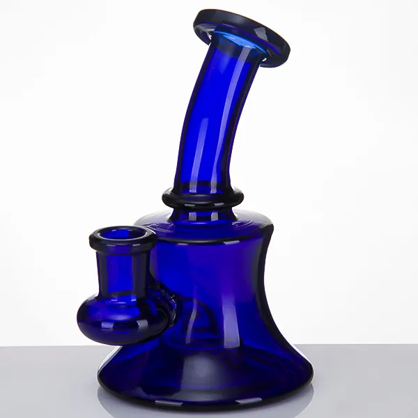 Gancio tubi in vetro colorato Tubi l'acqua in vetro Pettine femmina da 14 mm Perc blu Mini tubo cera Impianti petroliferi piccolo gorgogliatore Narghilè bicchiere 942