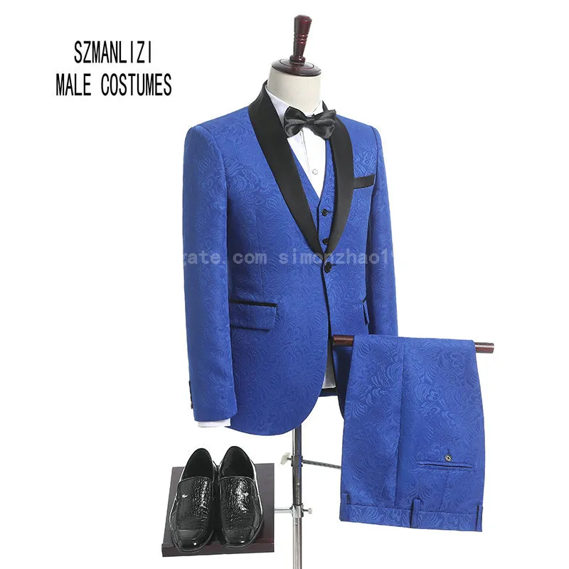 2018 New Arrival Men's Royal Blue Tuxedos Slim Fit Formal Groom Suit Latest Men Wedding Suits Groomsmen Custom Made Best Man Bridegroom