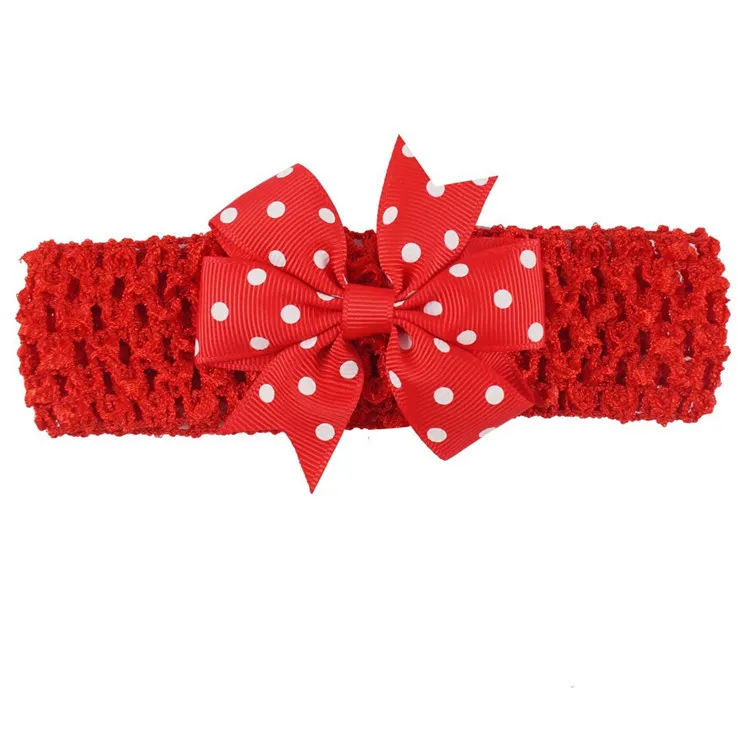 Verkoop Mode Wave Point Children's Hair Band Reticulatie Bowknot Hoofdtooi Leuke Cartoon Baby Haaraccessoires T3G0074