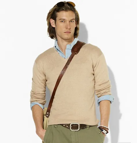 Suéteres para hombres, suéter con cuello en V, suéteres tipo polo, manga larga, algodón, otoño e invierno, ropa cálida para hombres, talla S-XXL, envío gratis