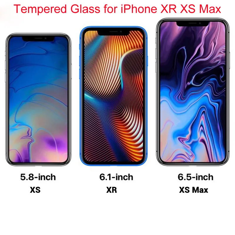 iPhone XフロントスリーンズガラススクリーンプロテクターXR XS MAX 8 7 6S 6プラスサムスンギャラクシーS9 S8 J3 J7 2018アンチショアフィルムパッケージなし