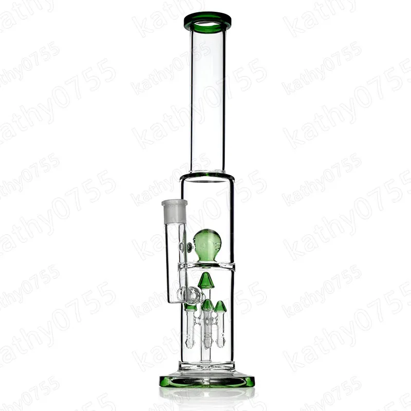 New design water bong glass bong water pipe rocket filtered use for smoking with 15.5 inches 18mm female joint green color