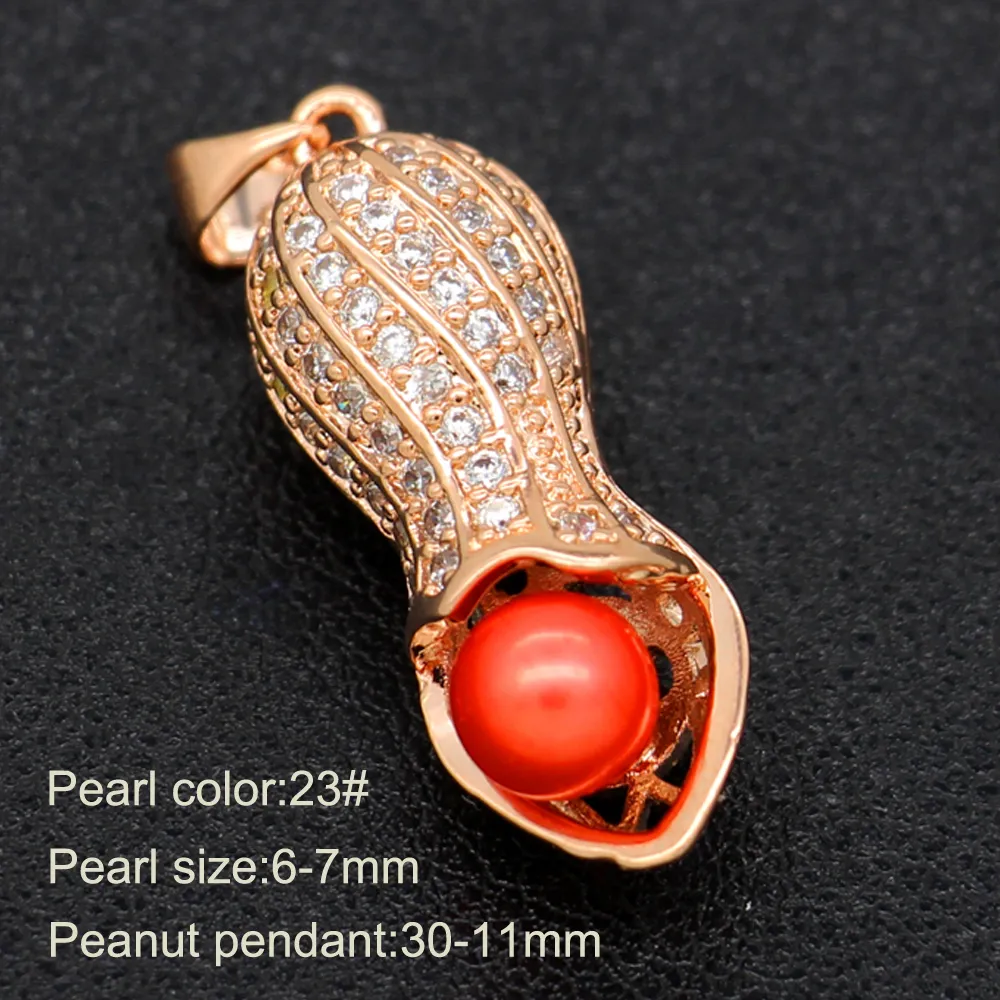 Partihandel Fashion Pearl Necklace Pendant Copper Peanut Shape Pendant Stand med sötvattenpärl för älskarens överraskningsgåva