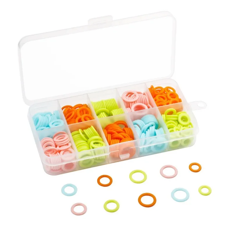 120 Peças / set New Colorido Knit Stitch Markers Anéis com Caixa De Armazenamento (Tamanho Múltiplo) frete grátis