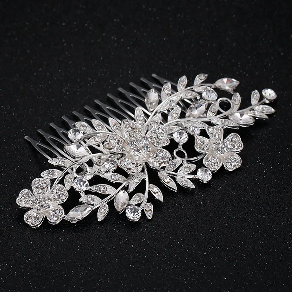 2019 Real Timelimited Hair Combs Round Feis Hele Fashion Crystal Leaf en Flower Bride Hair Decoration Pins Wedding Accessor3582164