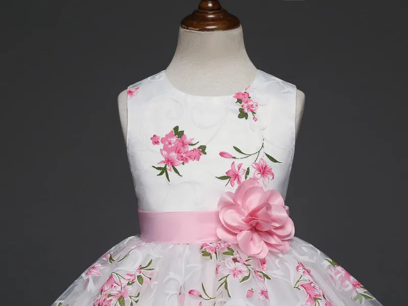 Nuovi bambini ragazze abito floreale senza maniche fiori stampati in pizzo tulle tutu vestito da partito bambini principessa abiti da ballo W1358799615