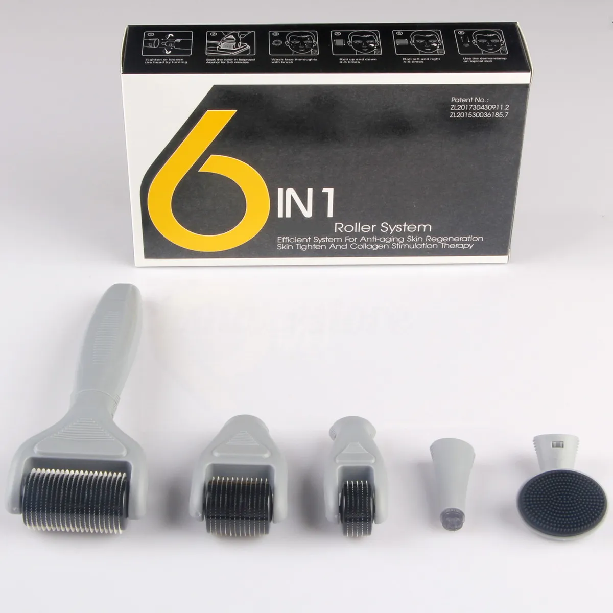 6 en 1 Rouleau alliage de titane Microneedle Kit DRS dermaroller 12/300/720/1200 Aiguilles rouleau Derma Kit