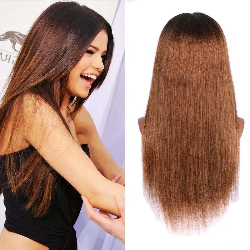 150 Dichtheid Braziliaanse Ombre Honey Blonde Kleur 1b 27 Dikke Lijmloze Full Lace Menselijk Haar Pruiken Straight Lace Front Pruik voor zwarte vrouwen