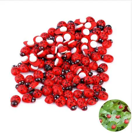 100pcs/lot Miniature Garden Ladybug Fairy Figurine Miniature Garden Ornament Dollhouse Decoration For Moss Micro Landscape