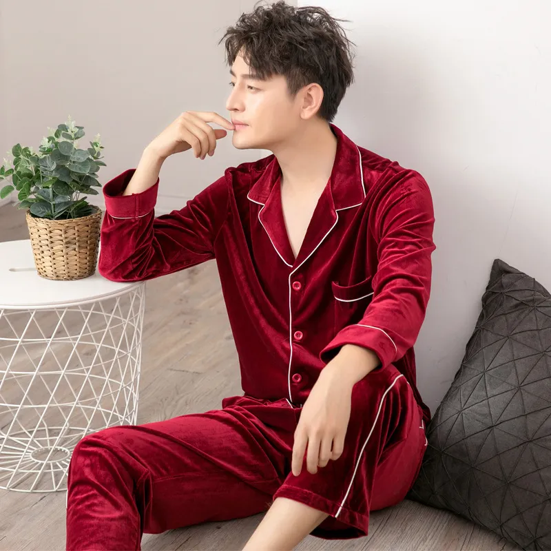 Mens Velvet Lounge Pajama Set Comfortable Men Sleepwear Set For Winter Spring And Autumn From Yukime 67.71 DHgate.Com