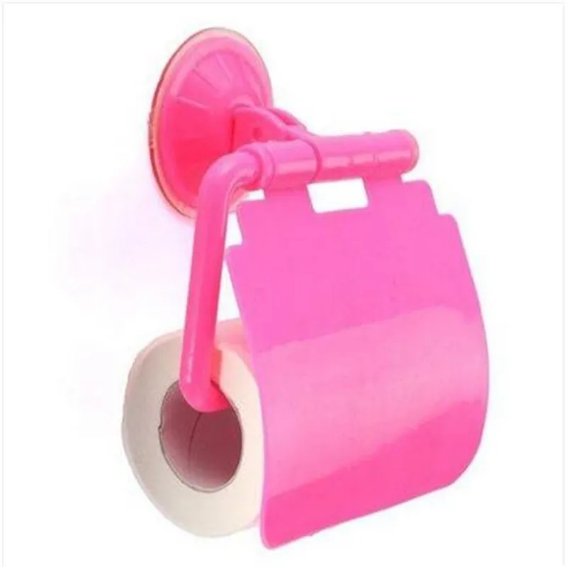 Wall Mounted Suction Cup Plastic Bathroom Toilet Paper Holder With Cover  Porta Papel Higienico Bathroom Accessories
