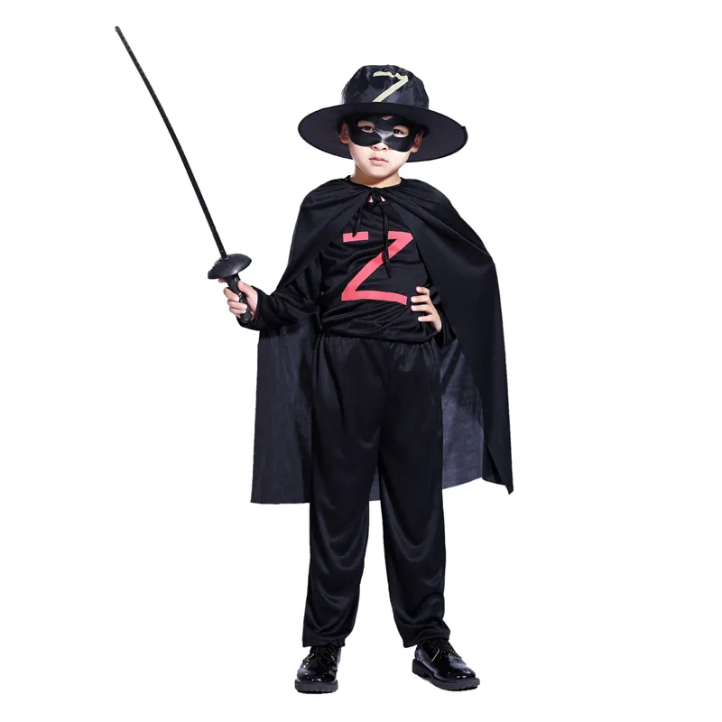 Cadılar Bayramı Çocuk Giyim Erkek Zorro Maskeli Knight Kostüm Masquerade Cosplay Giysi Gece Giysileri