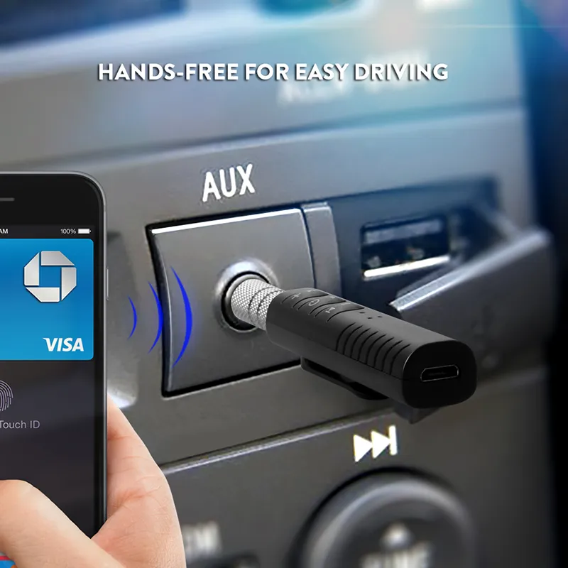 Trådlöst Bluetooth -kit Audiomottagare Handsfree 3,5 mm Jack Aux Car Music Sticks For Home Auto Stereo System