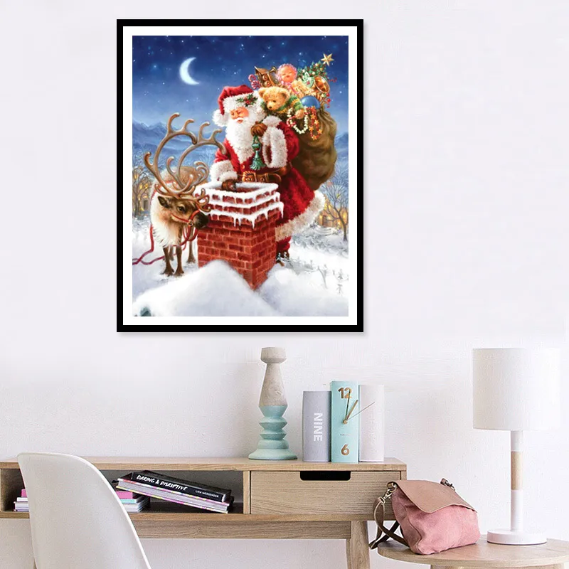 5D DIY Full Diamond Haft Santa Claus 5D Diament Malarstwo Cross Stitch 3D Diament Mozaika Robótki Rzemiosło Christmas Gift