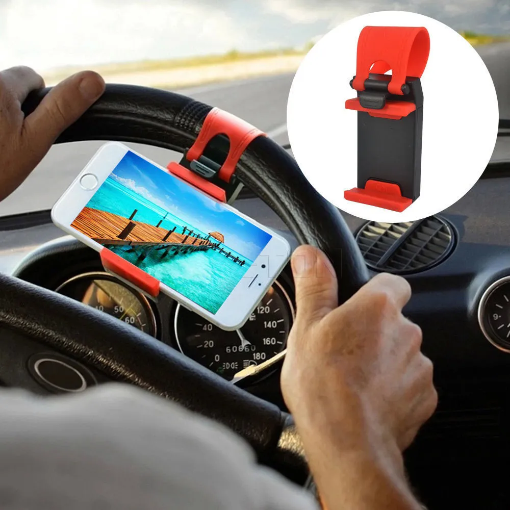 2019 Car Steering Wheel socket phone Holder universal cell phone Clip Mount car Holder for 50-80mm iPhone Samsung DHL 