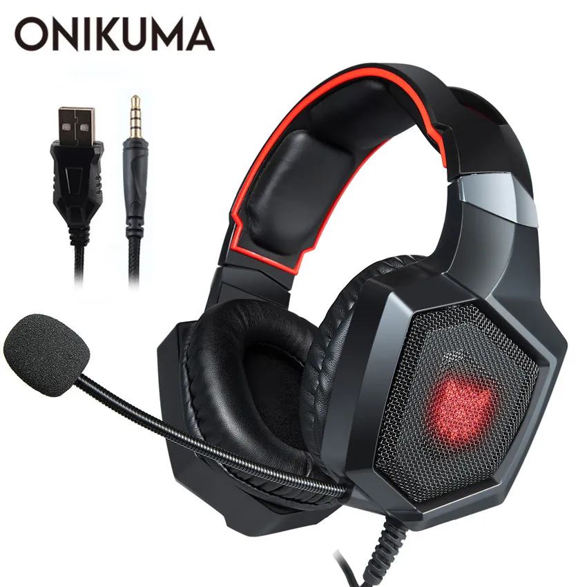 Onikuma K8 Casque PS4 Игровая гарнитура PC стерео наушники наушники с микрофоном светодиодные фонари для таблетки ноутбука / новый Xbox One