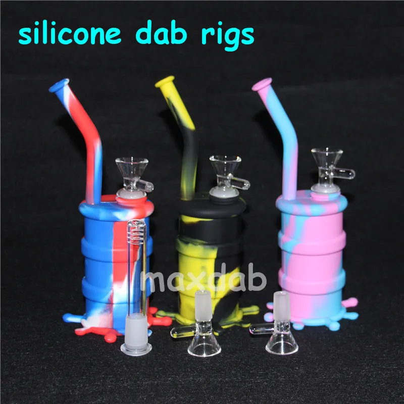 Silicone Rigs Dab Jar Bongs pipe Silicon Oil Drum water pipes bubbler bong